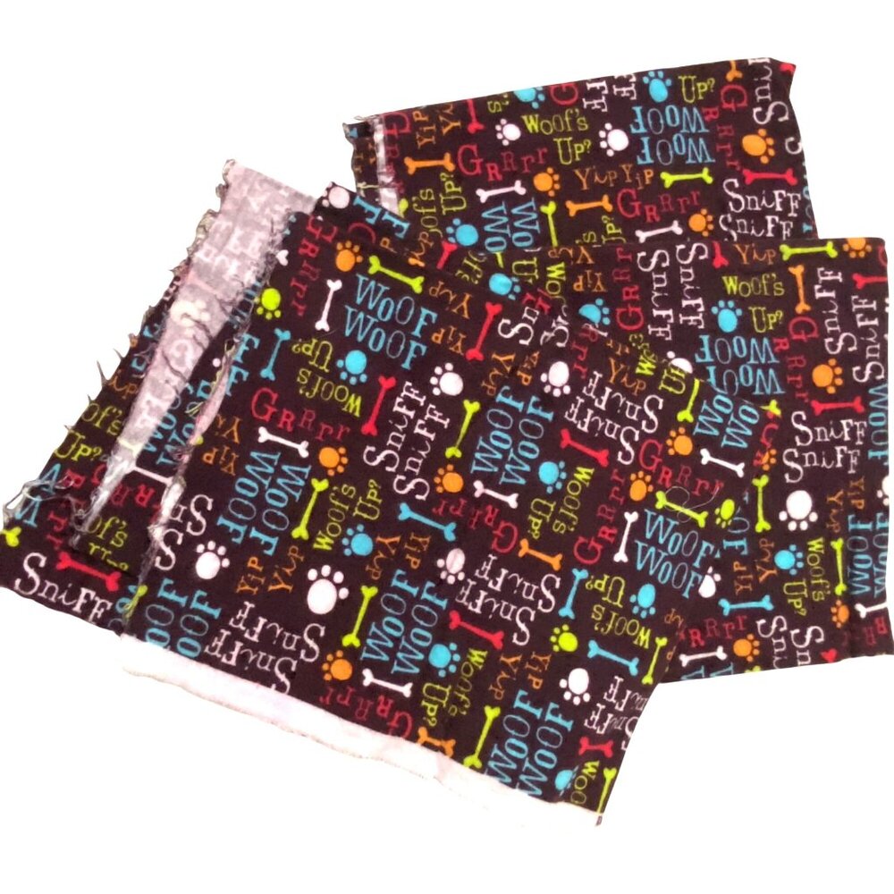 Dog Themed Words Paw Prints Flannel Fabric Remnant 3‎ Pieces JoAnn Exclusive